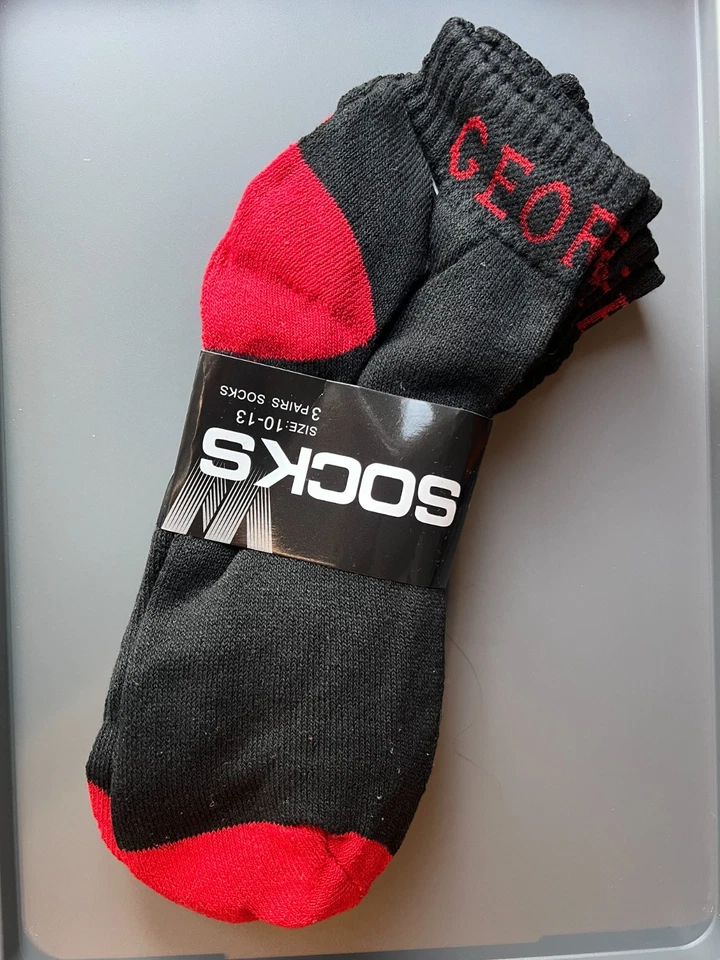 Georgia Bulldogs 3 Pack  Mens Socks, Size 10-13, Pick Color - Image 1 of 3