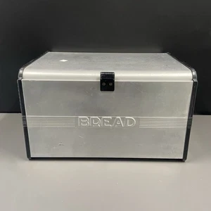 Vintage Kromex Bread Box Kabinet MCM Open Box 1950s Chrome Black GUC! - Picture 1 of 8