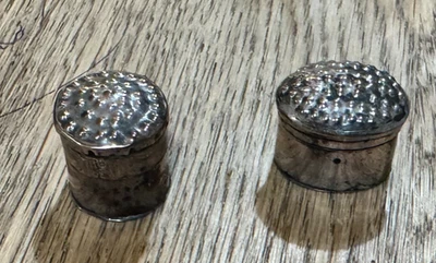 Miniature pair of silver plate nutmeg graters? Possibly Georgian C1800 - Image 1 of 3
