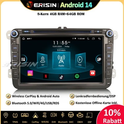 8" OPS Android 14 Autoradio GPS DAB+ Für VW Golf 5/6 Polo Passat Tiguan T5 Caddy - Bild 1 von 4