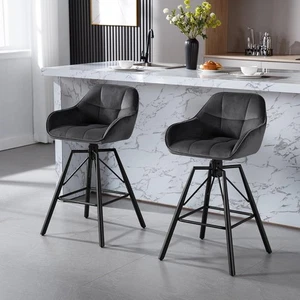 Barhocker 2er Set, 360°drehbar Barstuhl Bistrohocker mit Rückenlehne Tresenhocke - Bild 1 von 1