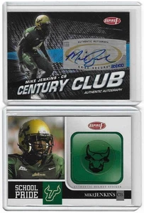 Mike Jenkins 2008 ASPIRE Lot - Century Club Auto #d/100 & BULLS Helmet Sticker - Picture 1 of 2
