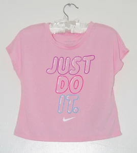 Nike Little Girls Light Pink JUST DO IT Sparkle Crewneck SS Boxy T-Shirt sz 4 - Picture 1 of 7