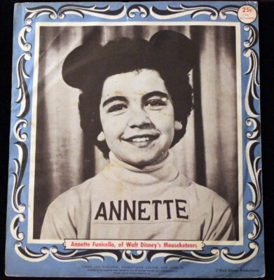 Annette Funicello Donor Corner 1956 Mickey Mouse Club 78 rpm Record HUCK FINN WDP Foto 1 de 4