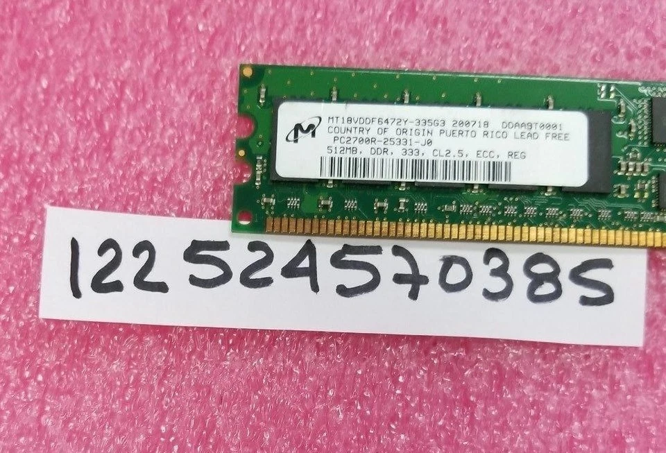   512MB PC DDR1  DDR PC2700R  DDR-333  2700  184PIN ECC REG  RDIMM  ECC REGISTER - Image 1 of 1