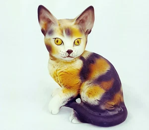 Aldon Porcelain CAT Calico Feline Figurine Big Ears Big Eyes Cat  4 7/8" inches - Picture 1 of 9