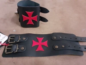 Mytholon Brazaletes Cruzados Cuero Negro Larp Edad Media #12442 - Imagen 1 de 1