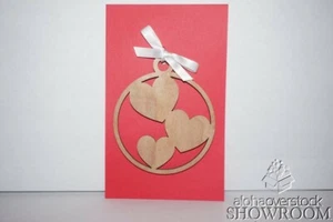 Laser Cut TRIPLE HEART Design Wooden Ornament Keepsake Gift Tag Made in Hawaii - Picture 1 of 2