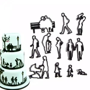 11 piezas/juego de molde cortador de fondant para decoración de siluetas familiares - Imagen 1 de 3