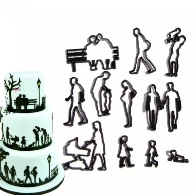 11pcs/Set Family Silhouettes Fondant Decorating Sugarcraft Cutter Mould Mold - Image 1 of 3