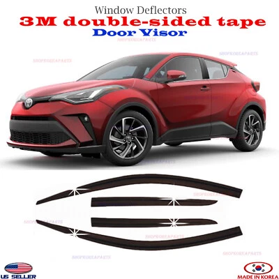 3M Tape SMOKED DOOR VISOR WINDOW RAIN VENT DEFLECTOR fits Toyota C-HR 2018-2021 - Image 1 of 4