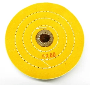 6 x 60 ply Muslin Polishing Buffing Wheel Yellow Treated 6" Jewelry Polish Buff - Picture 1 of 7