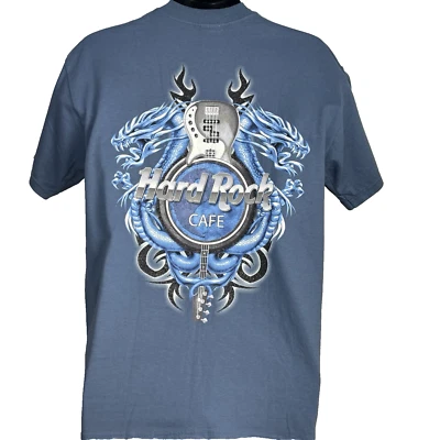 Hard Rock Cafe T Shirt Mens M Blue Maui Double Dragons Guitars New w Tag - Image 1 of 4