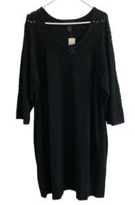 Lane Bryant Womens 26/28 Black Laser Cut Perforated Knit Dress Goth NWT - Picture 1 of 6