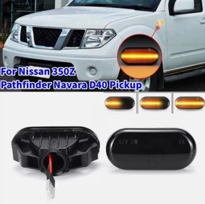 2Pcs For Nissan Navara D40 350Z Qashqai Dynamic Side Marker Indicator Light - Photo 1/10