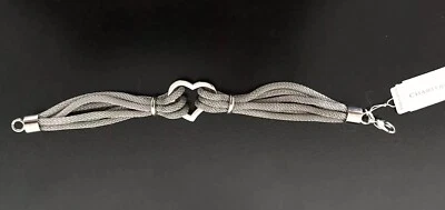 Nova pulseira feminina Charter Club malha flexível tom prata com coração - Imagem 1 de 4