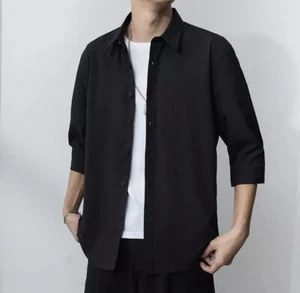 Youth 3/4 Sleeve Dress Shirt Button Down Formal Business Office Solid Boy Child - Picture 1 of 2