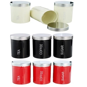 Set of 3 Canisters Kitchen Storage Jar Pots for Tea Coffee Sugar by Buckingham - Picture 1 of 12