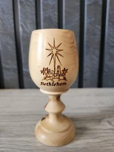 wooden cup Bethlehem hand made olivewood from holy land 4.7" - Picture 1 of 6