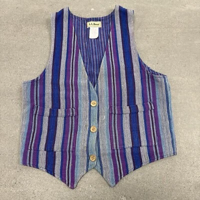 Vintage 80s LL Bean Colorful Striped Vest Native American Size Medium - Image 1 of 4