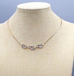 Collar Lavalier Krementz Oro 14K Superposición Cristal Pavé 16" - Imagen 1 de 9