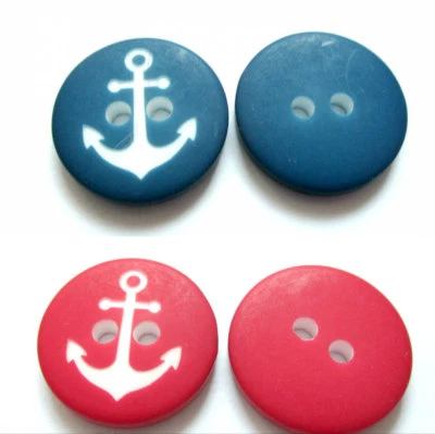 3 Knöpfe Kunststoff weiß blau rot Anker 15 mm SECO - Bild 1 von 4
