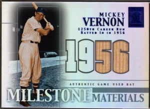 Topps Tribute Milestone Materials Season 2002 (azul) Mickey Vernon Bat #20/56 - Imagen 1 de 2