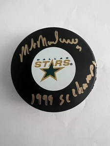 Mike Modano Signed Dallas Stars Hockey Puck “1999 SC Champs” Frozen Pond COA - Picture 1 of 2