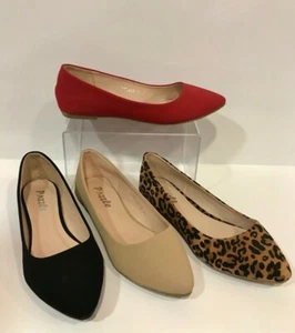 womens pointy toe flats ballet flats slip on loafer leopard black nude red - Picture 1 of 9