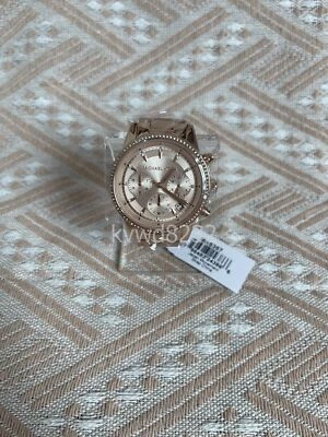 Michael Kors Ritz Womens Glitz Watch Pink Dial Crystal Rose Gold Stainless Steel - Image 1 of 4