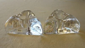 2 Mint Kosta Boda Sweden Clear Art Glass Ice Block Triangular Candle Holder - Picture 1 of 6