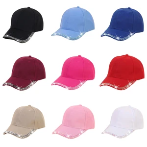 Berretto da baseball tesa strass lucido per donna ragazza cappello Bling estivo berretto parasole - Foto 1 di 21