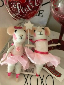 2 Kurt S Adler KSA Handmade Detailed Felt Mice Ballerina Ornaments Spring NWT - Picture 1 of 6