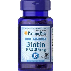 Puritan's Pride Ultra Mega Biotine 10 000 mcg gélules à libération rapide, 100 pièces - Photo 1 sur 6
