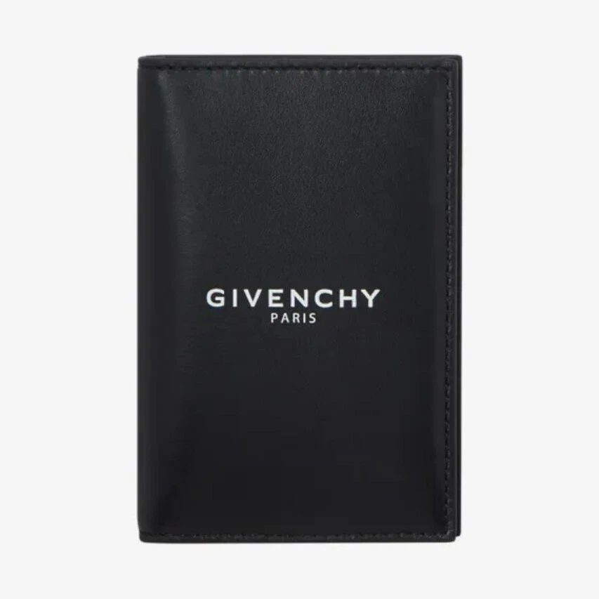 GIVENCHY Negro Delgado Doble Plegable Cuero Italiano Estuche para Tarjetas Cartera Nuevo con Etiquetas Foto 1 de 1