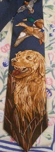 Vtg Spencer & LOwe  Necktie Hunting Dog Duck Ducks The Pointer Neck Tie 4" - Picture 1 of 4