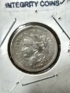 1869 S NICKEL THREE CENT PIECE - Foto 1 di 6