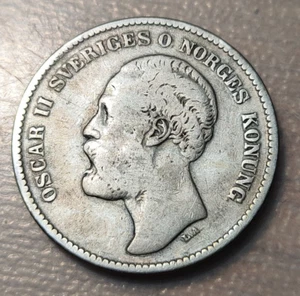 SUECIA SWEDEN 2 KRONE 2 KRONOR 1876 - Picture 1 of 2