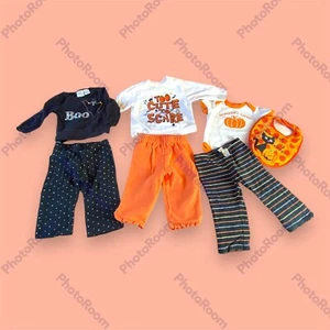 3 Halloween Girls Outfits 12m & Bib Black Cat Osh Kosh, Carters, Koala Kids - Picture 1 of 9