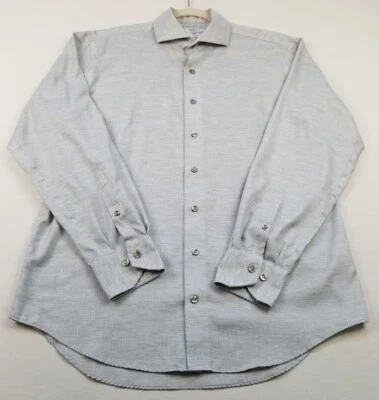 Lorenzo Uomo Button Up Shirt Mens 16 ½ 34 35 Large Gray Long Sleeves Cotton Work - Image 1 of 4