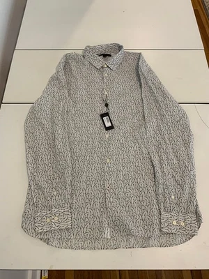 John Varvatos Shirt XL White Roses Floral Designer Rock N Roll Star USA Luxe - Image 1 of 4