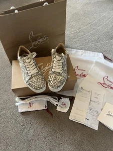 Christian Louboutin Vieira 2 Flat Pearls M341 Trainers 36 Uk 3 Cream/gold - Picture 1 of 19