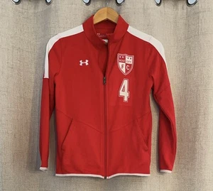 Under Armour Soccer Track Jacket Youth Large Red Long Sleeve Loose Polyester - Picture 1 of 4