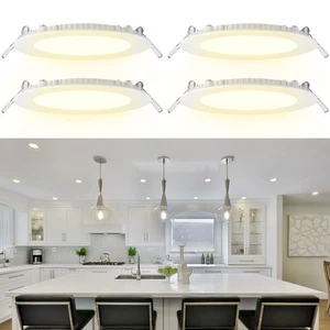 4 Pcs 12W Round Recessed LED Panel Light Ceiling Downlight Warm White Store Lamp - Picture 1 of 12