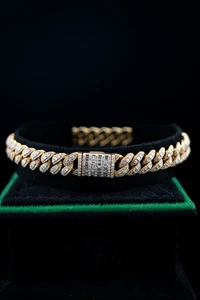 10K Yellow Gold Diamond Pavé Cuban Link Bracelet – 8" – 6mm – 2.47ctw - Picture 1 of 3