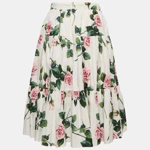 Dolce & Gabbana Kids White Floral Print Cotton Tiered Skirt 11-12 Years - Picture 1 of 8