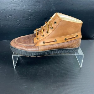 Polo Ralph Lauren Sz 10.5 Leather Moc Toe Boat Chukka Ankle Boots Brown Delmont - Picture 1 of 9