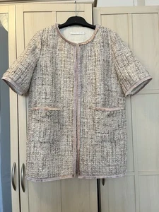 Ladies Pink Sparkling Tweed Fabric Jacket Dress Size L - Picture 1 of 4