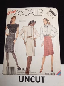 McCALL'S UNCUT 80s Pattern 3468 Misses 8-10-12 Back Zip Straight Skirt Business - Picture 1 of 8