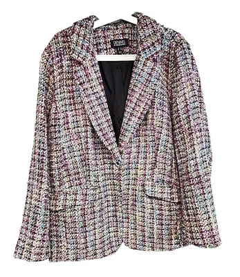 Dennis by Dennis Basso Tweed Blazer Ivory Multicolored Women's 22W - A556129 - Image 1 of 4